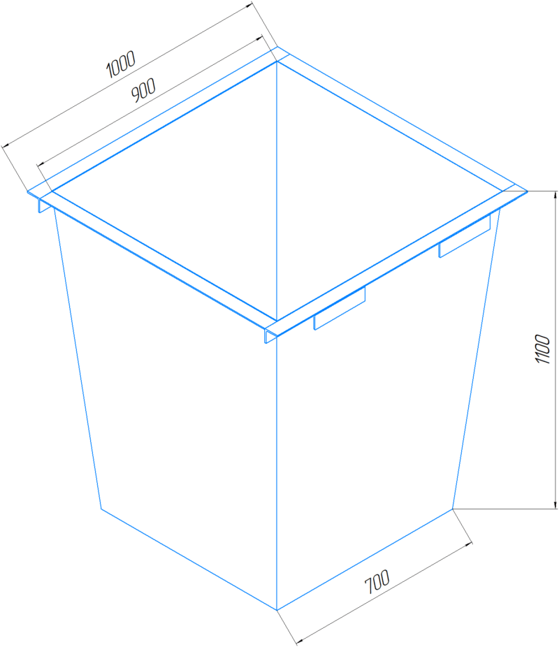 Схема бака - Бак ТБО 0.75м3 - 700х900х1100