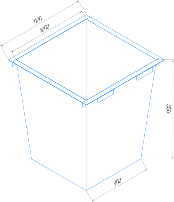 Мусорный бак ТБО 1 м³ — 900х1000х1100